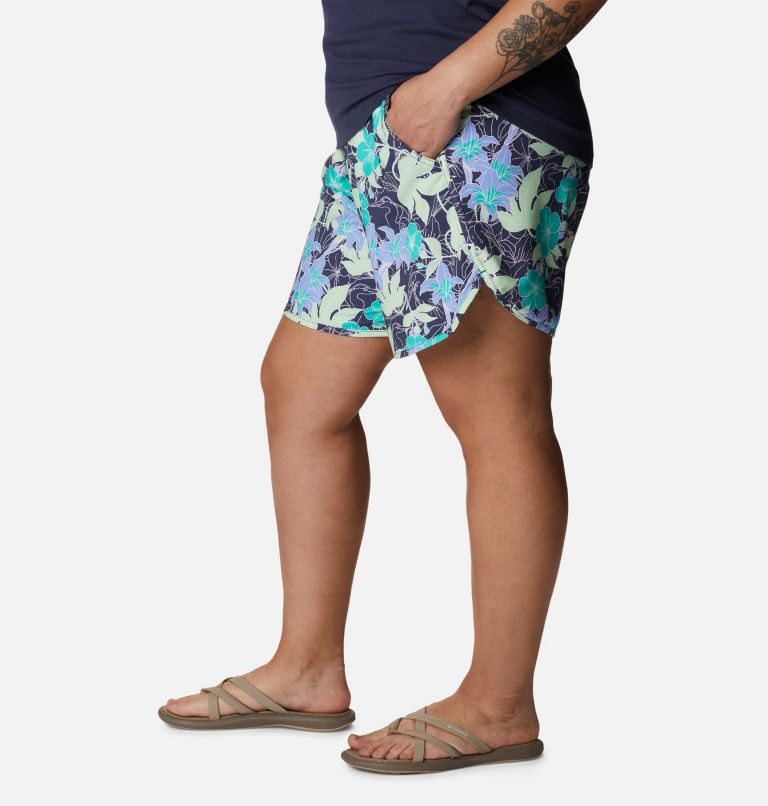 Women's Columbia Bogata Bay Stretch Printed Shorts Flower | Plus Size CA-I6A50